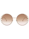 Fendi Women's Ribbons And Pearls Oversized Round Sunglasses, 58mm In Pink