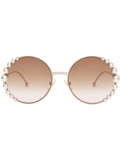 Fendi Women's Ribbons And Pearls Oversized Round Sunglasses, 58mm