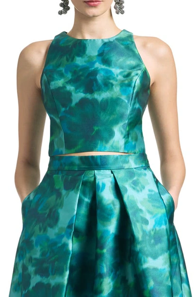 Sachin & Babi Watercolor Floral Sleeveless Top In Green