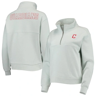 The Wild Collective Light Blue Cleveland Guardians Two-hit Quarter-zip Pullover Top