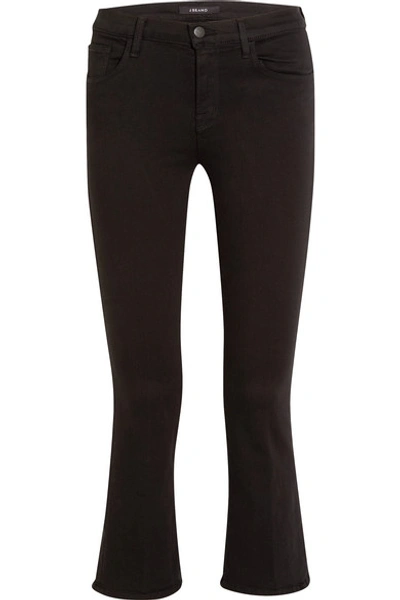 J Brand Selena Cropped Mid-rise Bootcut Jeans In Black