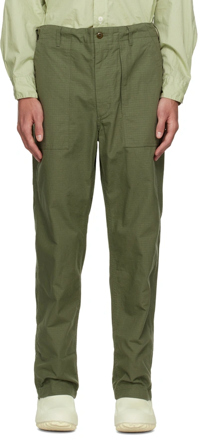 Engineered Garments Khaki Fatigue Trousers In Green