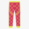 Gucci Kids' Girls Neon Pink & Yellow Gg Leggings