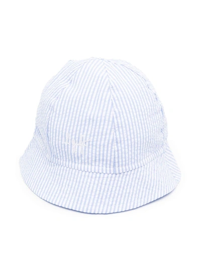Il Gufo Babies' Blue Stripe Cotton Seersucker Sun Hat