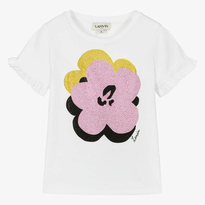 Lanvin Babies' Girls White Daisy Cotton T-shirt