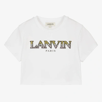 Lanvin Babies' Girls White Curb Logo T-shirt