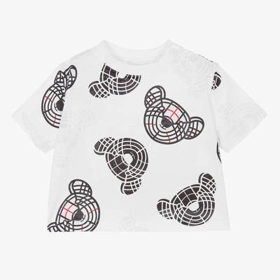 Burberry White Thomas Bear Baby T-shirt