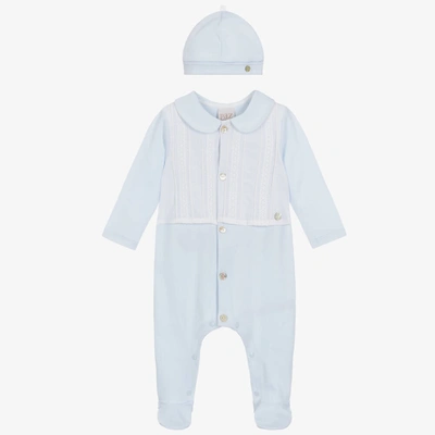 Paz Rodriguez Baby Boys Blue Cotton Babygrow Set