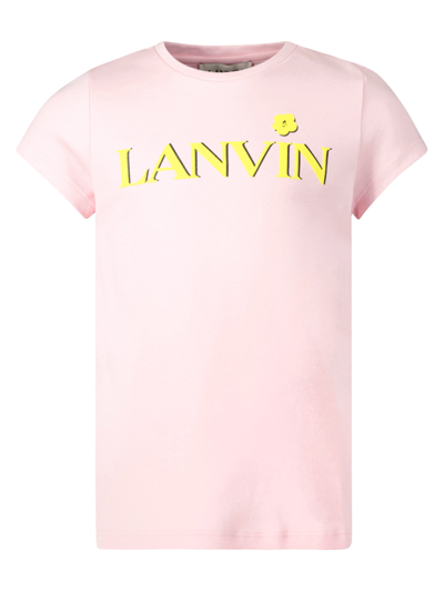 Lanvin Teen Girls Pink Daisy Logo T-shirt In Rosa
