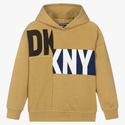 Dkny Teen Boys Khaki Green Cotton Logo Hoodie