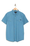 Lucky Brand Western Workwear Short Sleeve Shirt In Aegean Blue
