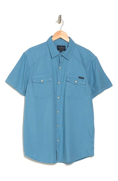 Lucky Brand Western Workwear Short Sleeve Shirt In Aegean Blue