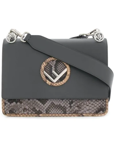 Fendi 'kan I F' Handtasche Mit Pythonleder-einsätzen - Grau In Grey