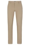 Hugo Boss Slim-fit Chinos In Stretch-cotton Gabardine In Beige
