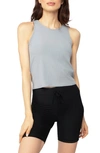 Yogalicious Overlapped Open Tie Back Tank Top In Chiseled Stone