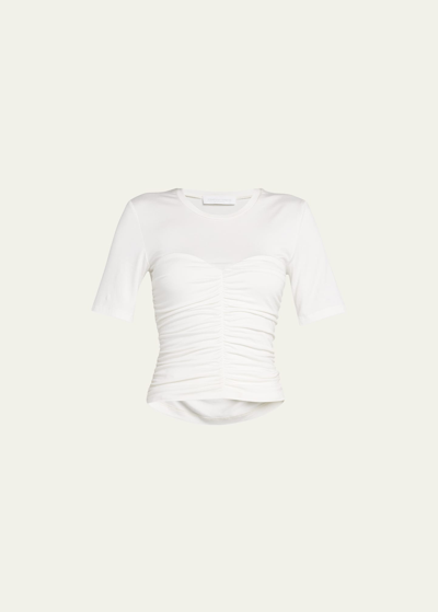 Jonathan Simkhai Standard Tansy Ruched Stretch Jersey Top In White