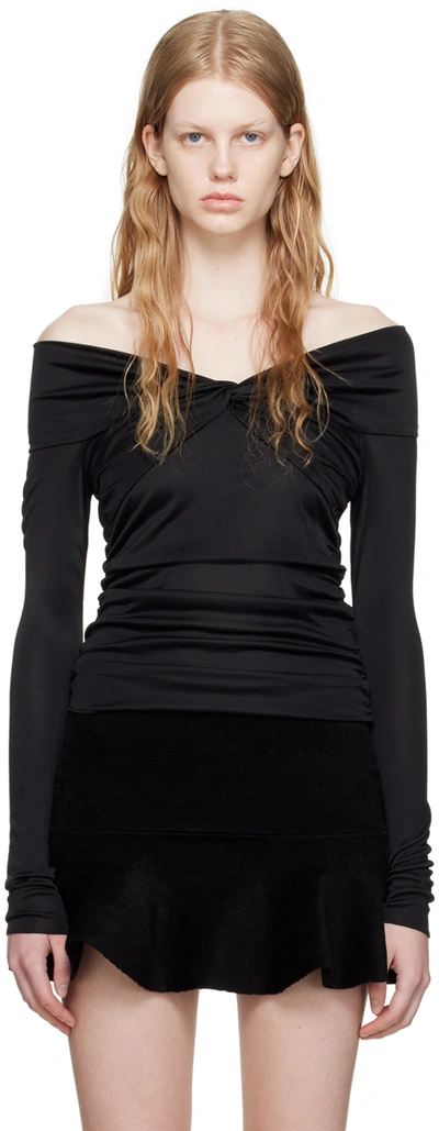 Isabel Marant Womens Black Jiler Off-shoulder Woven Top