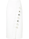 Christopher Esber Side Button Midi Skirt In White