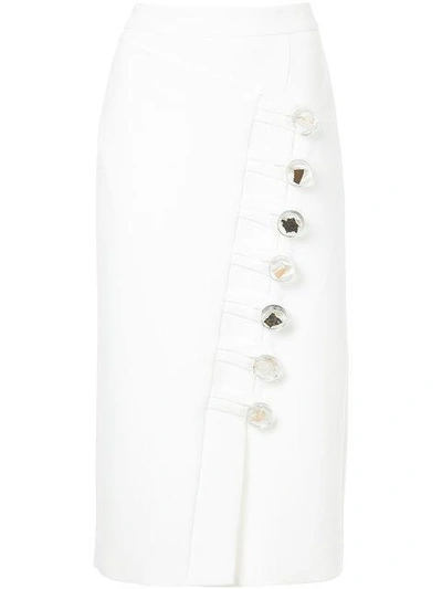 Christopher Esber Side Button Midi Skirt In White