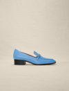 Maje Womens Bleus Filika Leather Loafers In Blue