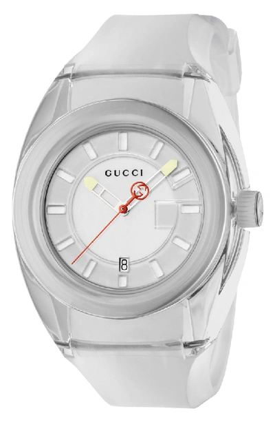 Gucci Sync Transparent Rubber Strap Watch, 46mm In White