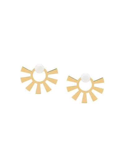 Wouters & Hendrix Technofossils Pearl Earrings In Metallic