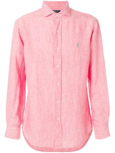 Polo Ralph Lauren Long Sleeved Woven Shirt In Pink