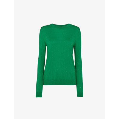 Whistles Womens Green Annie Glitter-embellished Knitted Jumper