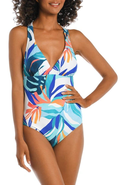 La Blanca Coastal Palms One-piece Swimsuit In Ice Blue