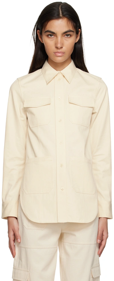 Totême Patch Pocket Cotton Shirt In Beige