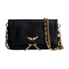 Zadig & Voltaire Rock Nano Suede Clutch Bag In Noir Gold