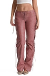 House Of Cb Womens Mocha Drew Lace-up Faux-leather Trousers
