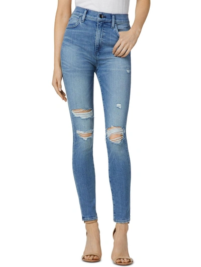 Joe's Womens Distressed High Rise Ankle Jeans In Blue
