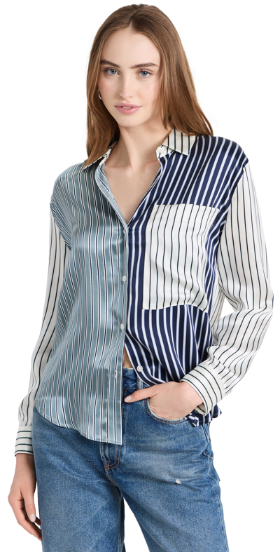 Rails Silk Spencer Striped Shirt In Black