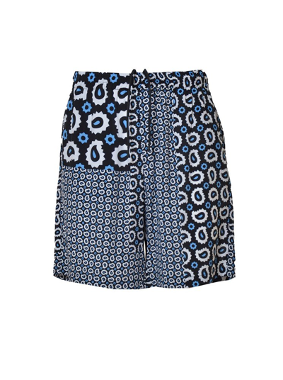 Msgm Paisley-print Knee-length Shorts In Blue