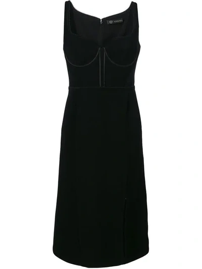 Versace Bustier Stretch-cady Dress In Black