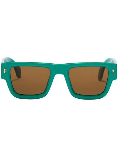 Palm Angels Palisade Square Sunglasses In 5560 Green Brown