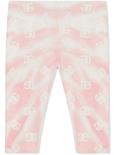 Dolce & Gabbana Babies' Tie-dye Print Cropped Leggings In Pink