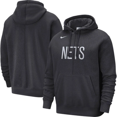 Nike Brooklyn Nets Courtside  Men's Nba Fleece Pullover Hoodie In Anthracite