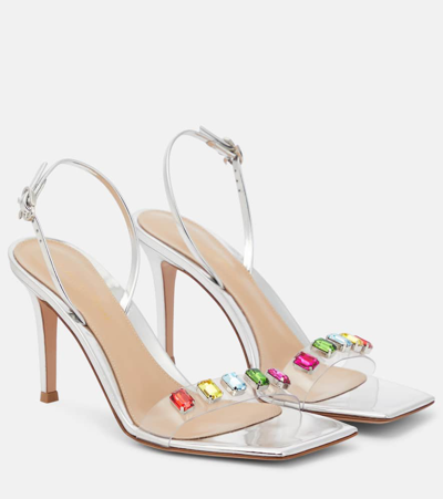 Gianvito Rossi Ribbon Candy Sandals In Silver