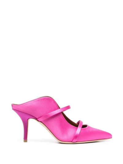 Malone Souliers Maureen 85 Satin Mules In Fucsia