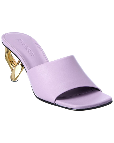 Jw Anderson Chain Link Leather Sandal In Purple