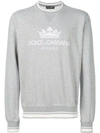 Dolce & Gabbana Sweatshirt In Printed Cotton In Grey