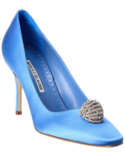 Manolo Blahnik Elbolita 90 Satin Pump In Blue