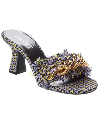 Versace Chain Tweed Sandal In Blue