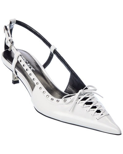 Versace Laced Pin-point Leather Slingback Pump In White