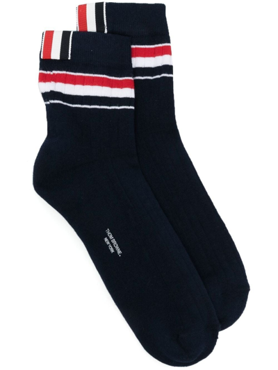 Thom Browne Striped Rib-knit Socks In <p>