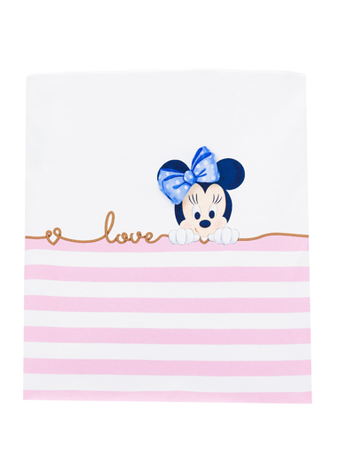 Monnalisa Babies'   Minnie Striped Blanket In White + Rosa Fairytale