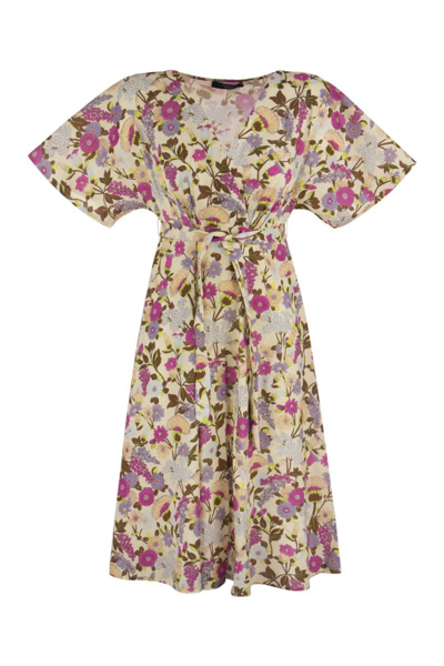 Weekend Max Mara Dizzy - Cotton Dress With Floral Print In Beige