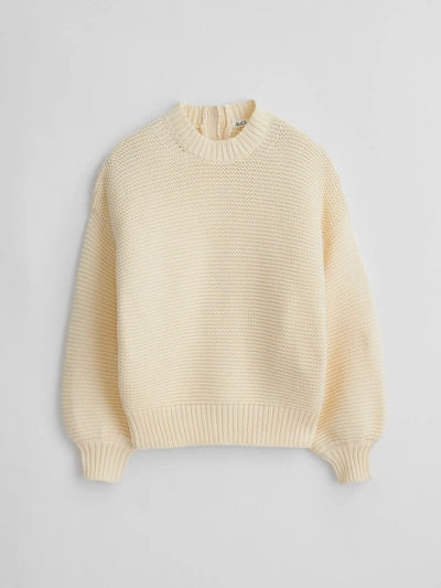 Alex Mill Button-back Crewneck Sweater In Ecru